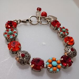 Mariana Red and Orange Crystal Gemstone Bracelet